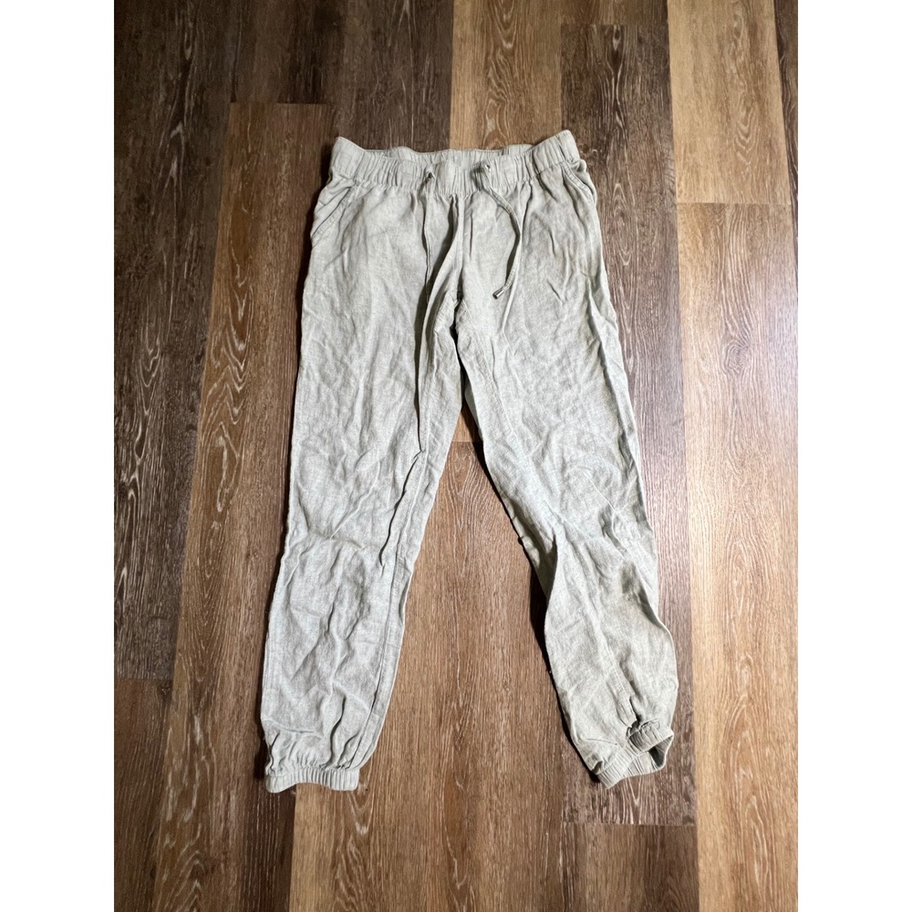 Esmara Jogger Pants Womens US 8 Sage Green Linen Blend Drawstring Elastic Waist